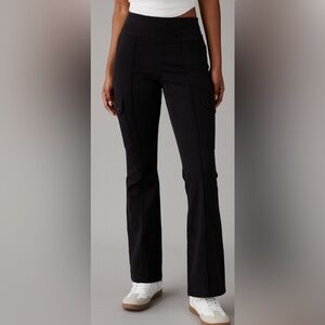 American Eagle Outfitters Hi-Rise Kick-Boot Black Cargo Pants